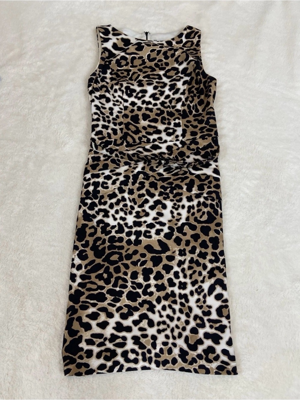Cache Leopard Print Dress in Black, Brown, Cream
